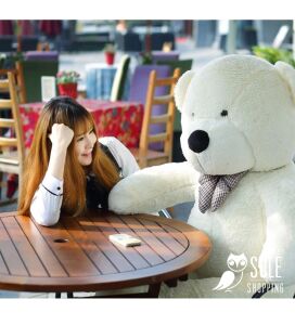 Sevimli Papyonlu Büyük Peluş Ayıcık, 130 cm- % 100 Yerli