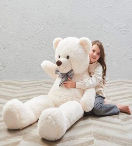 % 100 YERLİ - Papyonlu Sevimli Büyük Peluş Ayıcık, 130 cm