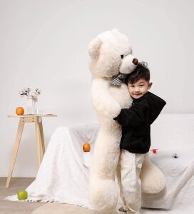 % 100 YERLİ - Papyonlu Sevimli Büyük Peluş Ayıcık, 130 cm