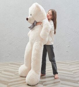 % 100 YERLİ - Papyonlu Sevimli Büyük Peluş Ayıcık, 130 cm