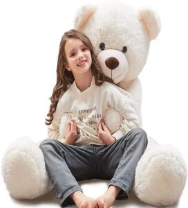 % 100 YERLİ - Papyonlu Sevimli Büyük Peluş Ayıcık, 130 cm
