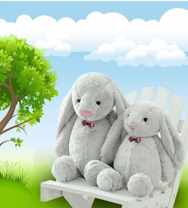 Oyun ve Uyku Arkadaşım PAPYONLU Uzun Kulak Bunny Peluş Tavşan 65 cm Pelüş tavşan