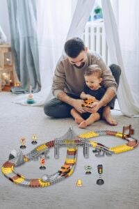 192 Parça İnşaat Temalı Hareketli Raylar Araçlı İnşaat Tracks