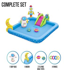 Bestway 53126 - Kaydıraklı, Aksesuarlı Astronot  figürlü Lunapark Şişme Eğlence Havuzu (228x206x84cm)