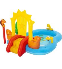 Bestway 53118 Wild West Kaydıraklı Fıskiyeli Aksesuarlı AquaPark Şişme Eğlence Havuzu -264x188x140 cm