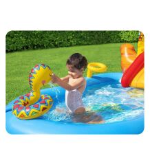 Su Pompalı- Bestway 53118 Wild West Kaydıraklı Fıskiyeli Aksesuarlı AquaPark Şişme Eğlence Havuzu