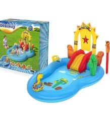 Su Pompalı- Bestway 53118 Wild West Kaydıraklı Fıskiyeli Aksesuarlı AquaPark Şişme Eğlence Havuzu