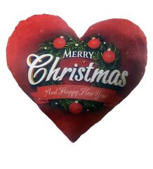 Yeni Yıla Özel: Merry Christmas Baskılı 2 Adet Kalp Yastık