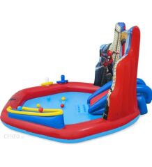 62002 Pompalı-Bestway 98793 Spiderman Temalı Kaydıraklı Fıskiyeli AquaPark Şişme Eğlence Havuzu