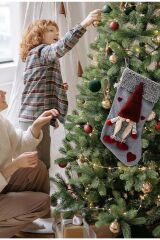 Noel Temalı Dekoratif Hediye Çorabı Yılbaşı Çam Ağacı Süsü