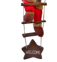 Yılbaşı Süsü Ahşap Merdivenli Noel Baba Figür Büyük Boy 40 cm - Merdiven ile 78 cm