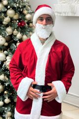 Noel BABA Kostümü, Lüks Rachel Kumaş 6 Parça SET