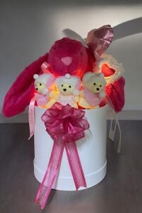 Led Işıklı Özel Kutuda Uyku Arkadaşı Bunny Peluş Tavşan ile Yeni Doğan Hediye Seti- Babyshower, Yenidoğan Hediyesi