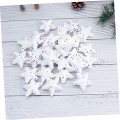 Yıllbaşı Çam Ağacı Süsü Karlı Yıldız Strafor Noel Ağacı Süsü 6 Lı 5 cm