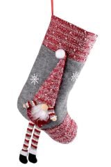Noel Temalı Dekoratif Hediye Çorap Yılbaşı Çam Ağacı Süsü 50 cm