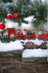 Yılbaşı Süsü Dekoratif Ahşap Noel Treni - Dekoratif ve Hediyelik  20 cm