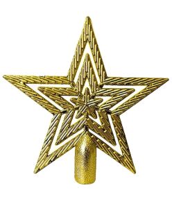 Yılbaşı Çam Ağaçı Altın Gold Tepe Yıldızı Yeni Yıl Metalik Tepe Süsü Yıldız 10 cm