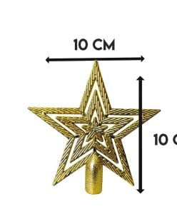 Yılbaşı Çam Ağaçı Altın Gold Tepe Yıldızı Yeni Yıl Metalik Tepe Süsü Yıldız 10 cm
