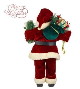 Yılbaşı Süsü Noel Baba Biblo Figür Büyük Boy 45cm - Peluş Ayılı Hediye Çuvalı ve Aksesuarları ile