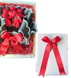 Premium Yumoş Kırmızı Peluş Ayıcık Buketi, Sevgiliye, Doğum Gününe Hediye