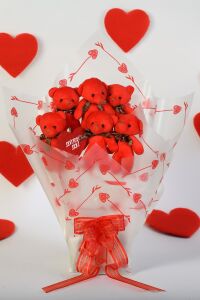 Premium Yumoş Kırmızı Peluş Ayıcık Buketi, Sevgiliye, Doğum Gününe Hediye