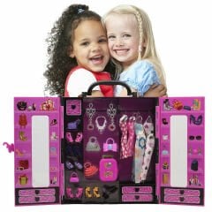 Sonsuz Hareket Bebekli Gardrop-Çantalı Giysi Dolabı- Barbie Gardrop