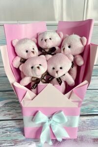 Sole Sevgiliye Özel Pembe Konsept Romantik Peluş Ayıcık Buketi