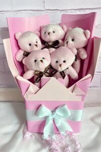 Sole Sevgiliye Özel Pembe Konsept Romantik Peluş Ayıcık Buketi