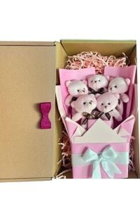 Sole Sevgiliye Özel Pembe Konsept Romantik Peluş Ayıcık Buketi