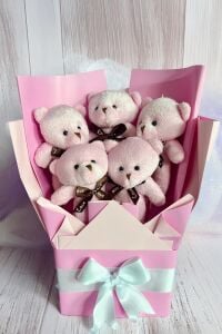 Sole Sevgiliye Özel Pembe Konsept Romantik Peluş Ayıcık Buketi