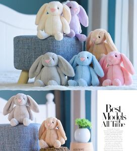 SOLE Premium Özel Hediye Kutusunda  45 cm Bunny Tavşan ve 5 Adet Turuncu Peluş Ayıcık Buketi