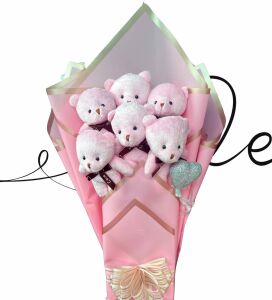 Sole Sevgiliye Özel Pembe Konsept Romantik Peluş Ayıcık Buketi