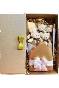 Sole Sevgiliye Özel Dore-Gümüş Konsept Romantik Peluş Ayıcık Buketi