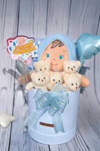 Özel Kutuda Uyku Arkadaşı Bebeto Peluş Bebeği ile Yeni Doğan Hediye Seti- Babyshower, Yenidoğan Hediyesi