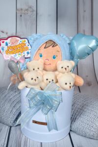 Özel Kutuda Uyku Arkadaşı Bebeto Peluş Bebeği ile Yeni Doğan Hediye Seti- Babyshower, Yenidoğan Hediyesi