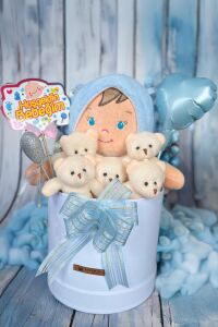 Özel Kutuda Uyku Arkadaşı Bebeto Peluş Bebeği ile Yeni Doğan Hediye Seti- Babyshower, Yenidoğan Hediyesi