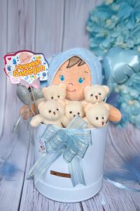 Özel Kutuda Uyku Arkadaşı Bebeto Peluş Bebeği ile Yeni Doğan Hediye Seti- Babyshower, Yenidoğan Hediyesi