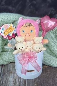 Özel Kutuda Uyku Arkadaşı Bebeto Peluş Bebeği ile Yeni Doğan Hediye Seti- Babyshower, Yenidoğan Hediyesi