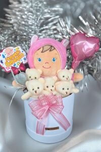 Özel Kutuda Uyku Arkadaşı Bebeto Peluş Bebeği ile Yeni Doğan Hediye Seti- Babyshower, Yenidoğan Hediyesi