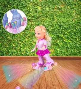 LED Işıklı, Patenli ve Müzikli Oyuncak Bebek Skating Girl