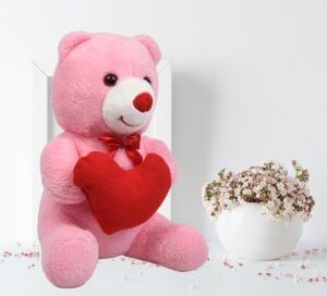 Sevdiklerinize Özel Kalp Tutan, Şirin Peluş Ayıcık - 30 cm