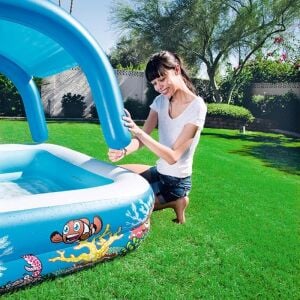 Bestway Güneşlikli, Üstü Çıkarılabilir UV Korumalı Şişme Çocuk Havuzu (147x147x122cm)- 52192