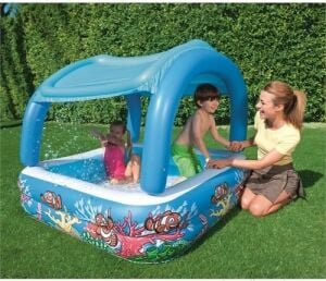Bestway Güneşlikli, Üstü Çıkarılabilir UV Korumalı Şişme Çocuk Havuzu (147x147x122cm)- 52192
