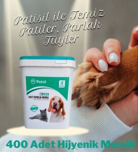 Kedi Köpek Için Hijyenik Tüy Ve Pati Temizleme Islak Kova Mendil 400 Adet Eko