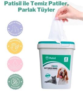 Kedi Köpek Için Hijyenik Tüy Ve Pati Temizleme Islak Kova Mendil 400 Adet Eko
