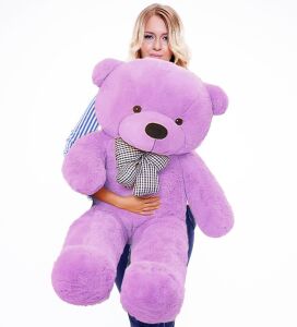 90 cm Rengarenk Papyonlu Peluş Ayıcık - % 100 YERLİ
