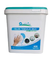 QUICKCARE Dezenfektanlı Yüzey Temizlik Havlusu 400 Yaprak, Kova Mendil Beyaz Sabun Kokulu