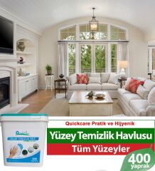 QUICKCARE Dezenfektanlı Yüzey Temizlik Havlusu 400 Yaprak, YEDEK POŞET Beyaz Sabun Kokulu