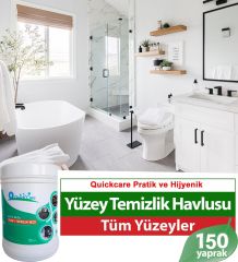 QUICKCARE Dezenfektanlı Yüzey Temizlik Havlusu 150 Yaprak- Limon Kokulu