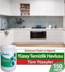 QUICKCARE Dezenfektanlı Yüzey Temizlik Havlusu 150 Yaprak- Limon Kokulu